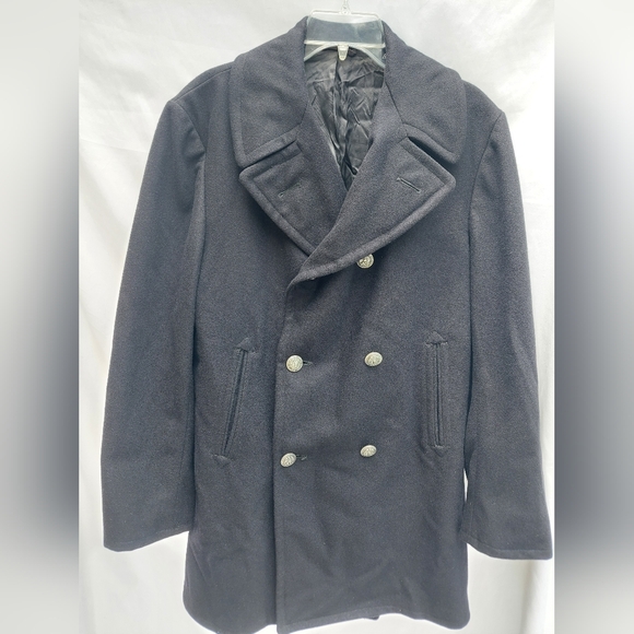 Vintage 1977 US Navy Enlisted Wool Peacoat Black 40L - Picture 1 of 11